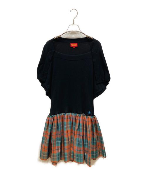 Vivienne Westwood RED LABEL（ヴィヴィアンウエストウッドレッドレーベル）Vivienne Westwood RED LABEL (ヴィヴィアンウエストウッドレッドレーベル) 半袖ワンピース ブラック×オレンジ サイズ:SIZE 2の古着・服飾アイテム