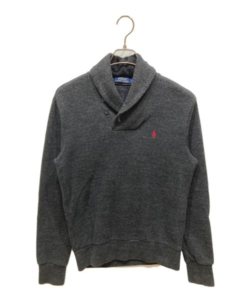 POLO RALPH LAUREN（ポロ・ラルフローレン）POLO RALPH LAUREN (ポロ・ラルフローレン) エルボーパッチショールカラーニット グレー サイズ:SIZE XSの古着・服飾アイテム