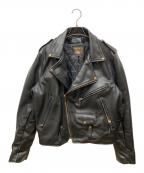 VANSONバンソン）の古着「レザー ダブルライダース ジャケット」｜ブラック