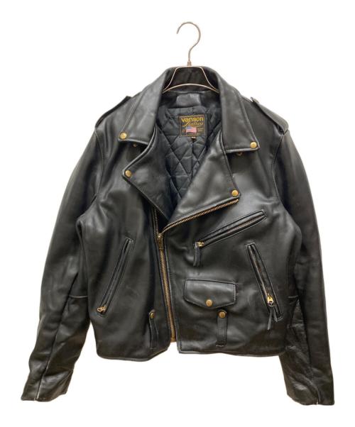 VANSON（バンソン）VANSON (バンソン) レザー ダブルライダース ジャケット ブラック サイズ:SIZE 42の古着・服飾アイテム