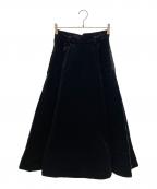 foufouフーフー）の古着「velvet quilting super flare skirt」｜ブラック