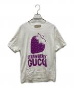 GUCCIグッチ）の古着「ストロベリーグッチコットンTシャツ」｜ホワイト