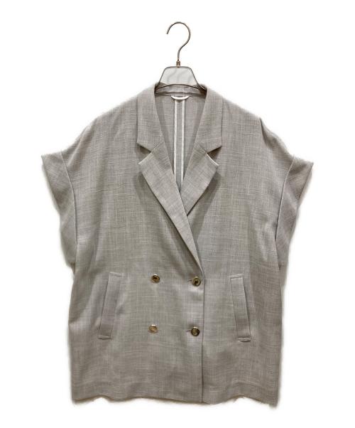 ANAYI（アナイ）ANAYI (アナイ) カラミリネンライクフレンチスリーブ ジャケット グレー サイズ:SIZE 38の古着・服飾アイテム