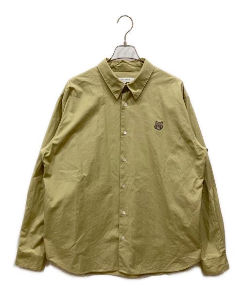 maison kitsune（メゾンキツネ）MAISON KITSUNE (メゾンキツネ) ボールドフォックスヘッドリラックスド シャツ イエロー サイズ:SIZE Lの古着・服飾アイテム
