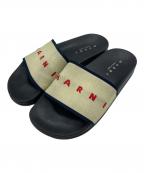 MARNIマルニ）の古着「ロゴジャカード ニットスライドサンダル」｜ブラック