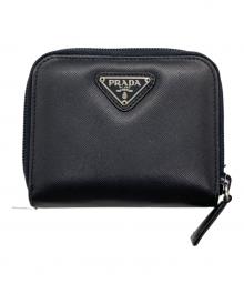 PRADA（プラダ）の古着「サフィアーノラウンドファスナー財布」｜ブラック