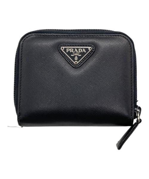 PRADA（プラダ）PRADA (プラダ) サフィアーノラウンドファスナー財布 ブラックの古着・服飾アイテム