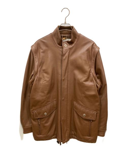 BALMAIN（バルマン）BALMAIN (バルマン) ラムレザージャケット ブラウン サイズ:SIZE Lの古着・服飾アイテム