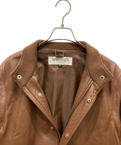 BALMAIN（バルマン）BALMAIN (バルマン) ラムレザージャケット ブラウン サイズ:SIZE Lの古着・服飾アイテム