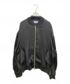 MAISON SPECIALメゾンスペシャル）の古着「Stretch Satin Prime-Over MA-1 Bomber Jacket」｜ブラック