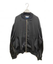 MAISON SPECIAL（メゾンスペシャル）の古着「Stretch Satin Prime-Over MA-1 Bomber Jacket」｜ブラック