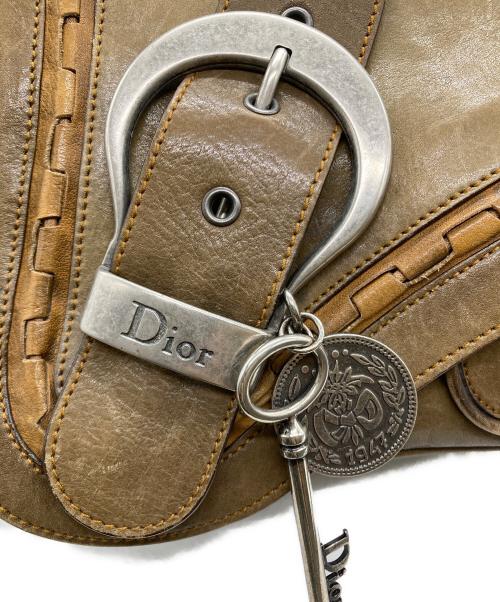 Christian Dior（クリスチャン ディオール）Christian Dior (クリスチャン ディオール) ガウチョレザーショルダーバッグ オリーブの古着・服飾アイテム