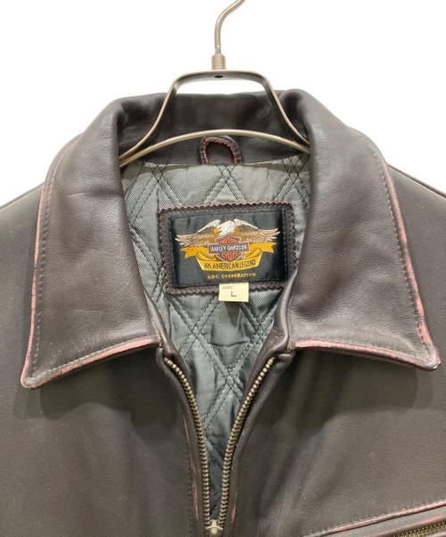 HARLEY-DAVIDSON（ハーレーダビッドソン）HARLEY-DAVIDSON (ハーレーダビッドソン) 背面エンボスレザージャケット ブラウン サイズ:SIZE Lの古着・服飾アイテム