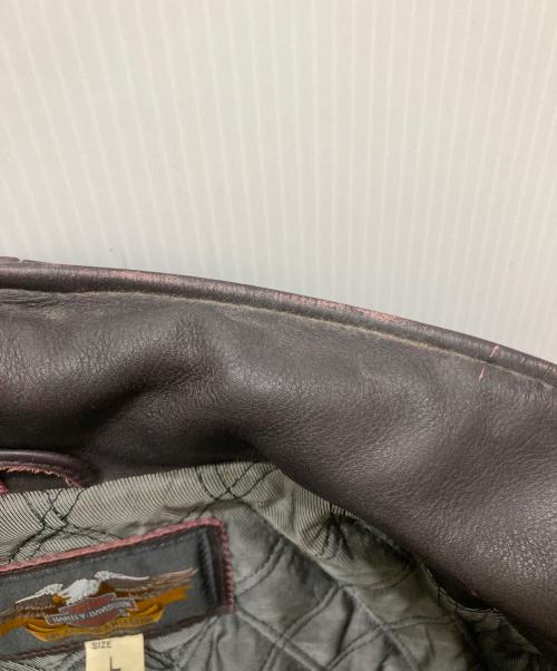 HARLEY-DAVIDSON（ハーレーダビッドソン）HARLEY-DAVIDSON (ハーレーダビッドソン) 背面エンボスレザージャケット ブラウン サイズ:SIZE Lの古着・服飾アイテム