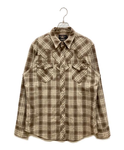 RRL（ダブルアールエル）RRL (ダブルアールエル) シャドーウエスタンチェックシャツ ベージュ×ブラウン サイズ:SIZE Lの古着・服飾アイテム