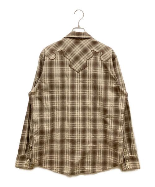 RRL（ダブルアールエル）RRL (ダブルアールエル) シャドーウエスタンチェックシャツ ベージュ×ブラウン サイズ:SIZE Lの古着・服飾アイテム