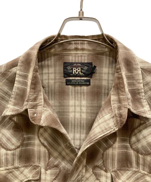 RRL（ダブルアールエル）RRL (ダブルアールエル) シャドーウエスタンチェックシャツ ベージュ×ブラウン サイズ:SIZE Lの古着・服飾アイテム