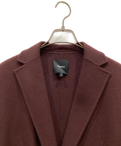 theory（セオリー）theory (セオリー) カシミヤブレンドダブルフェイスラップコート ボルドー サイズ:Pの古着・服飾アイテム
