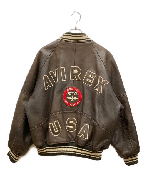 AVIREX（アヴィレックス）AVIREX (アヴィレックス) レザージャケット ブラウン サイズ:SIZE Mの古着・服飾アイテム