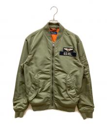 POLO RALPH LAUREN（ポロ・ラルフローレン）の古着「MA-1 ミリタリー フライトジャケット」｜カーキ