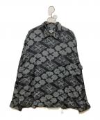BUDSPOOL×Gakkinバッズプール×ガッキン）の古着「花罰×麻 PATTERN SHIRT」｜ブラック×グレー