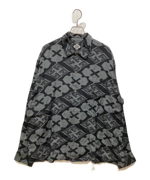 BUDSPOOL（バッズプール）BUDSPOOL (バッズプール) GAKKIN (ガッキン) 花罰×麻 PATTERN SHIRT ブラック×グレー サイズ:SIZE XXLの古着・服飾アイテム