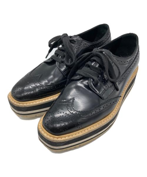 PRADA（プラダ）PRADA (プラダ) ウィングチップシューズ ブラック サイズ:SIZE 35の古着・服飾アイテム