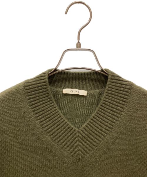 CELINE（セリーヌ）CELINE (セリーヌ) カシミヤVネックニット オリーブ サイズ:SIZE Sの古着・服飾アイテム