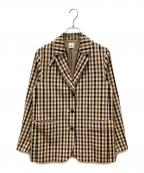 6(ROKU) BEAUTY&YOUTHロク ビューティーアンドユース）の古着「CHECK TAILORED JACKET」｜ベージュ×ブラウン