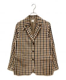 6(ROKU) BEAUTY&YOUTH（ロク ビューティーアンドユース）の古着「CHECK TAILORED JACKET」｜ベージュ×ブラウン