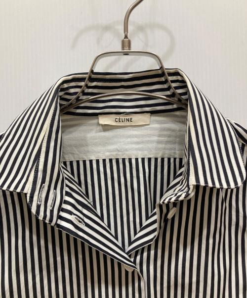 CELINE（セリーヌ）CELINE (セリーヌ) ストライプ長袖シャツ ホワイト×ブラック サイズ:SIZE 36の古着・服飾アイテム