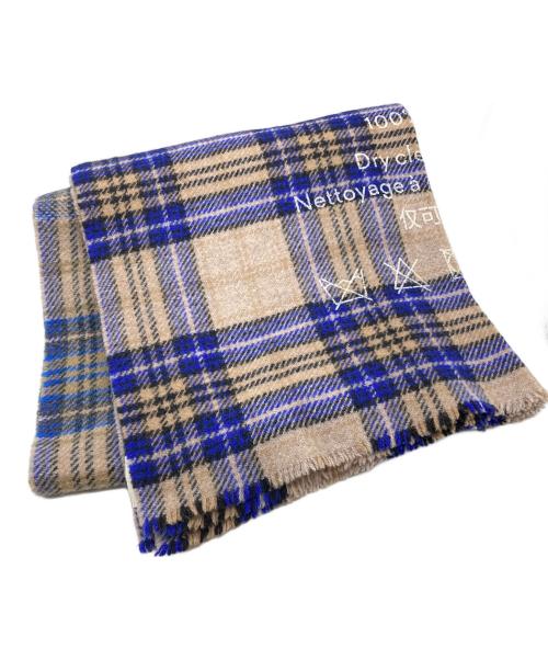 Acne studios（アクネ ストゥディオズ）ACNE STUDIOS (アクネ ストゥディオズ) 大判チェックマフラー ベージュ×ブルーの古着・服飾アイテム