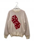 stussyステューシー）の古着「DICE MOHAIR SWEATER」｜ホワイト×レッド
