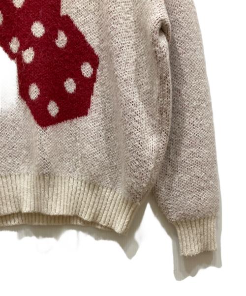 stussy（ステューシー）stussy (ステューシー) DICE MOHAIR SWEATER ホワイト×レッド サイズ:SIZE Sの古着・服飾アイテム