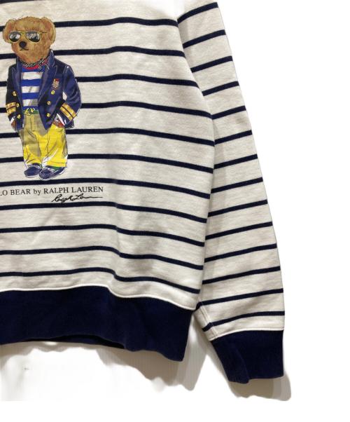 POLO RALPH LAUREN（ポロ・ラルフローレン）POLO RALPH LAUREN (ポロ・ラルフローレン) ボーダー柄ポロベア フリース スウェットシャツ ホワイト×ネイビー サイズ:SIZE Sの古着・服飾アイテム