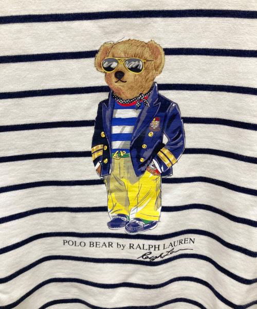 POLO RALPH LAUREN（ポロ・ラルフローレン）POLO RALPH LAUREN (ポロ・ラルフローレン) ボーダー柄ポロベア フリース スウェットシャツ ホワイト×ネイビー サイズ:SIZE Sの古着・服飾アイテム