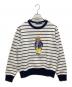 POLO RALPH LAUREN（ポロ・ラルフローレン）の古着「ボーダー柄ポロベア フリース スウェットシャツ」｜ホワイト×ネイビー