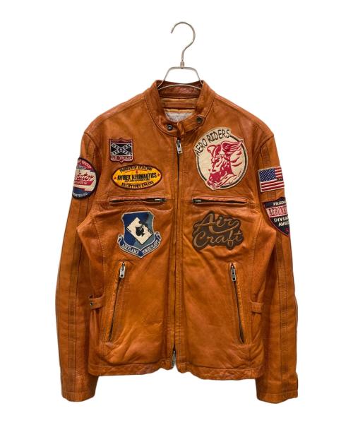 AVIREX（アヴィレックス）AVIREX (アヴィレックス) ゴートスキンシングルライダースジャケット ブラウン サイズ:SIZE Mの古着・服飾アイテム