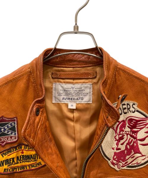 AVIREX（アヴィレックス）AVIREX (アヴィレックス) ゴートスキンシングルライダースジャケット ブラウン サイズ:SIZE Mの古着・服飾アイテム