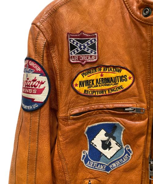 AVIREX（アヴィレックス）AVIREX (アヴィレックス) ゴートスキンシングルライダースジャケット ブラウン サイズ:SIZE Mの古着・服飾アイテム