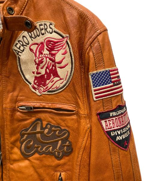 AVIREX（アヴィレックス）AVIREX (アヴィレックス) ゴートスキンシングルライダースジャケット ブラウン サイズ:SIZE Mの古着・服飾アイテム