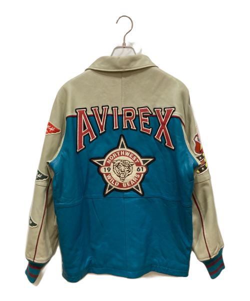 AVIREX（アヴィレックス）AVIREX (アヴィレックス) バーシティーラムレザージャケット ブルー×ホワイト サイズ:SIZE Mの古着・服飾アイテム