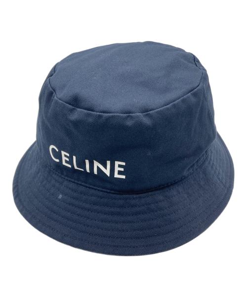 CELINE（セリーヌ）CELINE (セリーヌ) ロゴプリントバケットハット ネイビー サイズ:SIZE Mの古着・服飾アイテム