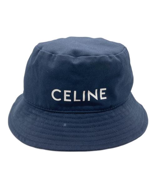 CELINE（セリーヌ）CELINE (セリーヌ) ロゴプリントバケットハット ネイビー サイズ:SIZE Mの古着・服飾アイテム