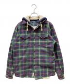 POLO RALPH LAURENポロ・ラルフローレン）の古着「フード付きチェックネルシャツ」｜グリーン