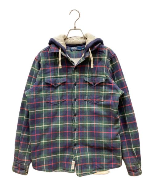 POLO RALPH LAUREN（ポロ・ラルフローレン）POLO RALPH LAUREN (ポロ・ラルフローレン) フード付きチェックネルシャツ グリーン サイズ:SIZE Mの古着・服飾アイテム