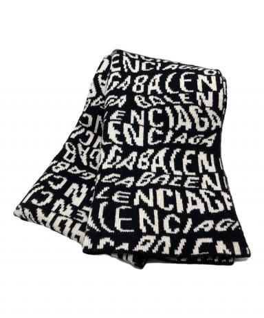 ▲未使用品BALENCIAGA 　バレンシアガ　512732　ロゴ入りマフラー 中古・古着通販】BALENCIAGA (バレンシアガ) 総柄マフラー ホワイト
