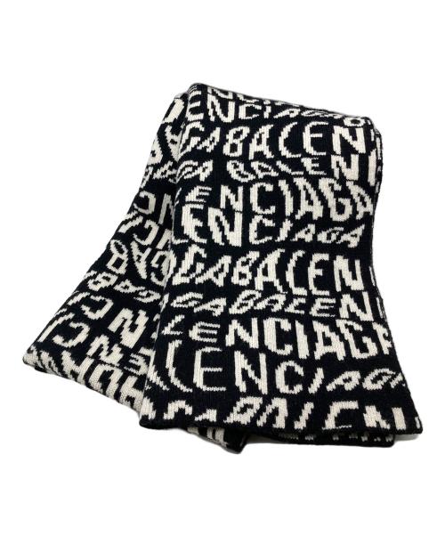 BALENCIAGA（バレンシアガ）BALENCIAGA (バレンシアガ) 総柄マフラー ホワイト×ブラックの古着・服飾アイテム