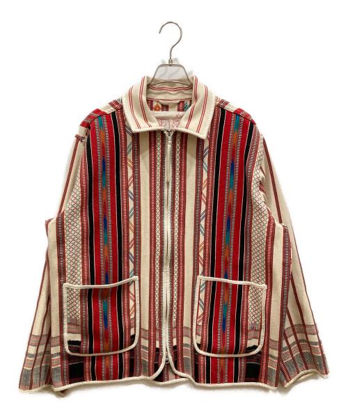 KARDO（カルド）KARDO (カルド) トライバル柄ジャケット ベージュ×レッド サイズ:SIZE FREEの古着・服飾アイテム