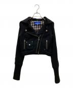BURBERRY BLUE LABELバーバリー ブルー レーベル）の古着「ショート丈ウールライダースジャケット」｜ブラック